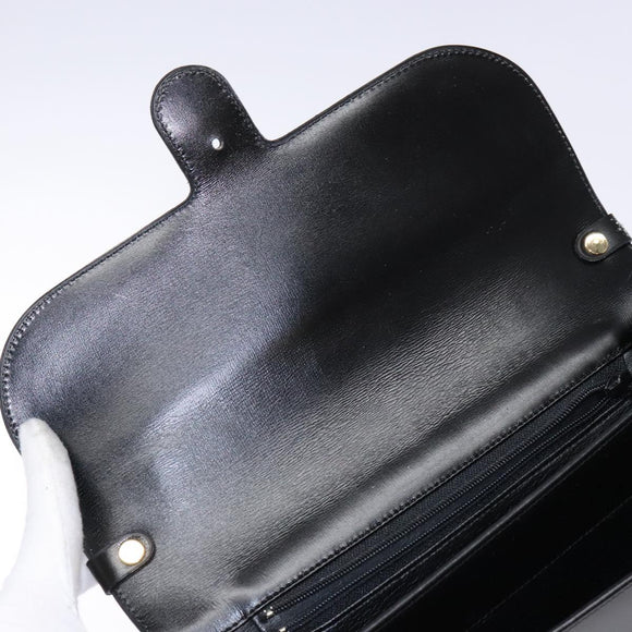 Christian Dior Shoulder Bag Leather Black Gold Auth yk18937