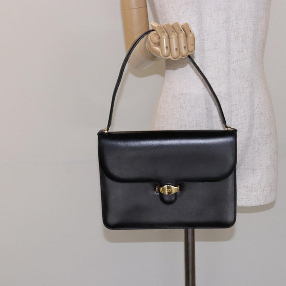 Christian Dior Shoulder Bag Leather Black Gold Auth yk18937