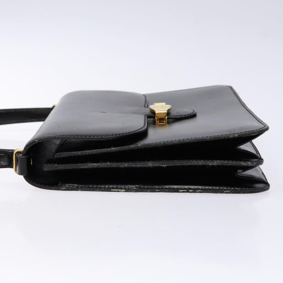Christian Dior Shoulder Bag Leather Black Gold Auth yk18937