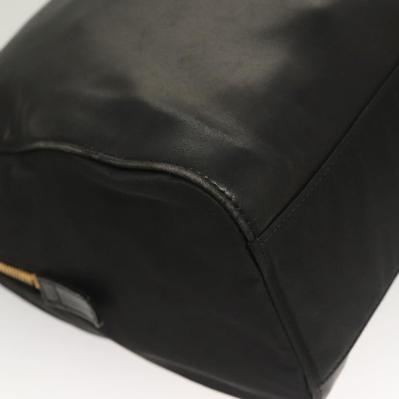 PRADA Chain Shoulder Bag Leather Black Gold Auth yk18939