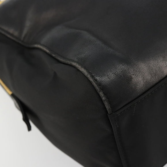 PRADA Kettenschultertasche Leder Schwarz Gold Auth yk18939