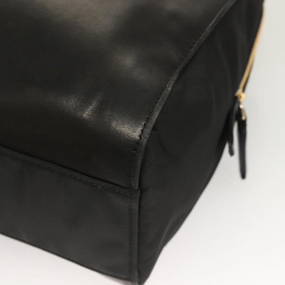 PRADA Chain Shoulder Bag Leather Black Gold Auth yk18939