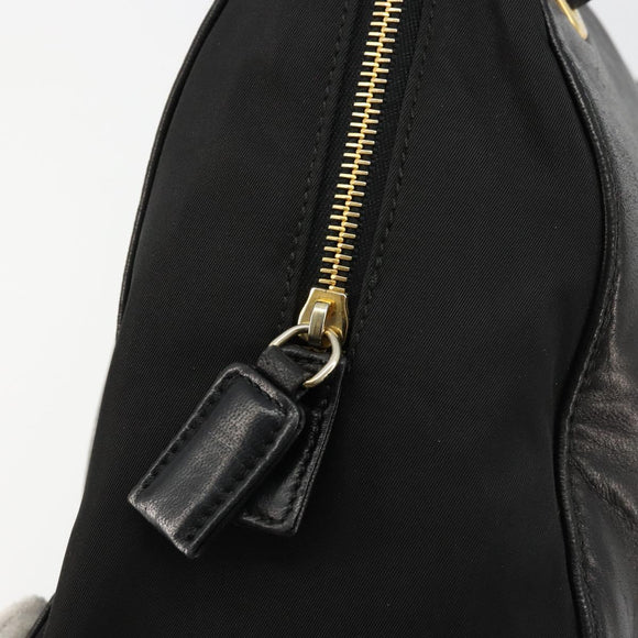 PRADA Kettenschultertasche Leder Schwarz Gold Auth yk18939
