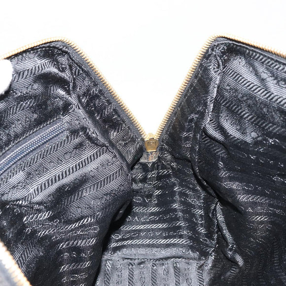 PRADA Kettenschultertasche Leder Schwarz Gold Auth yk18939