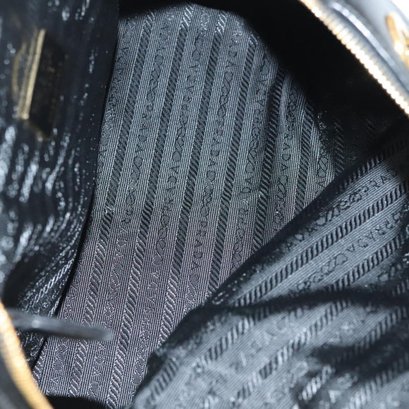 PRADA Chain Shoulder Bag Leather Black Gold Auth yk18939