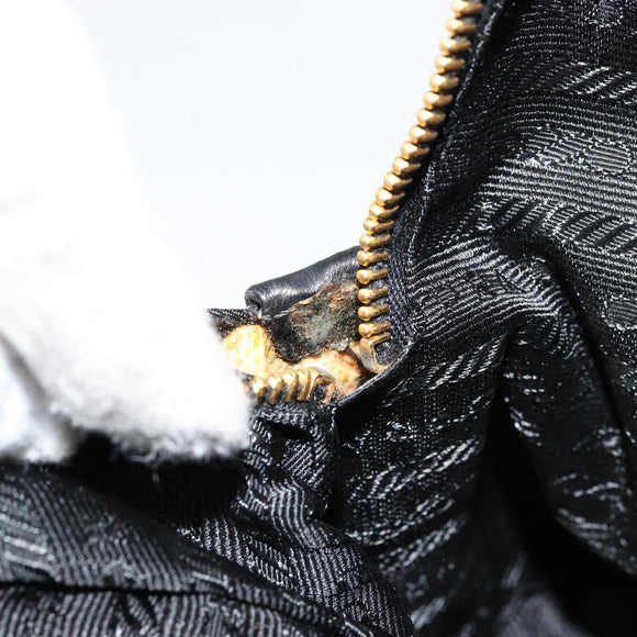 PRADA Kettenschultertasche Leder Schwarz Gold Auth yk18939