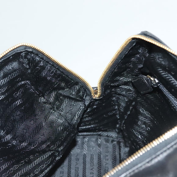 PRADA Chain Shoulder Bag Leather Black Gold Auth yk18939