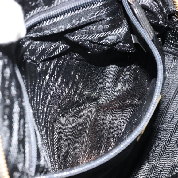 PRADA Chain Shoulder Bag Leather Black Gold Auth yk18939