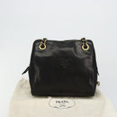 PRADA Kettenschultertasche Leder Schwarz Gold Auth yk18939-25