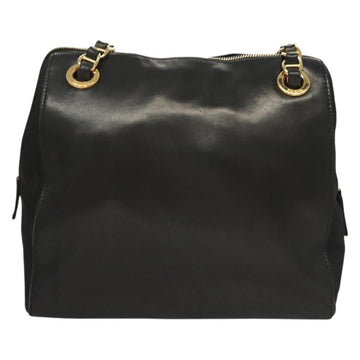 PRADA Chain Shoulder Bag Leather Black Gold Auth yk18939 - 0