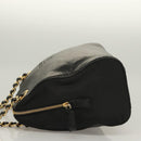 PRADA Chain Shoulder Bag Leather Black Gold Auth yk18939-4