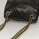 PRADA Chain Shoulder Bag Leather Black Gold Auth yk18939-6