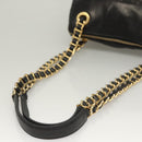 PRADA Chain Shoulder Bag Leather Black Gold Auth yk18939-7
