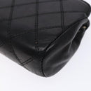 CHANEL Bicolore Pouch Lamb Skin Black Gold CC Auth yk18941-15