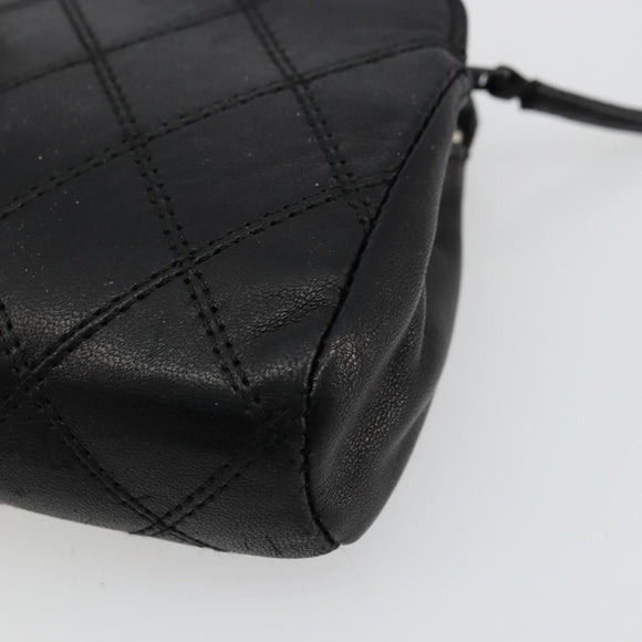 CHANEL Bicolore Pouch Lamb Skin Black Gold CC Auth yk18941