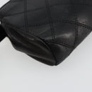 CHANEL Bicolore Pouch Lamb Skin Black Gold CC Auth yk18941-16