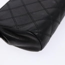 CHANEL Bicolore Pouch Lamb Skin Black Gold CC Auth yk18941-16