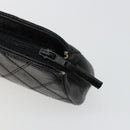 CHANEL Bicolore Pouch Lamb Skin Black Gold CC Auth yk18941-17