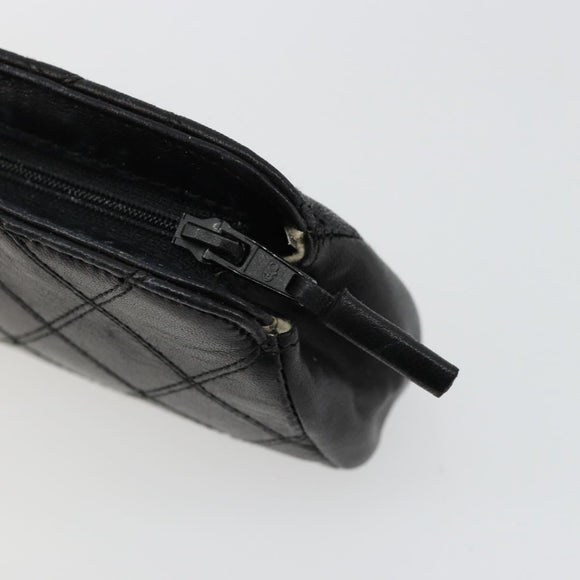 CHANEL Bicolore Pouch Lamb Skin Black Gold CC Auth yk18941