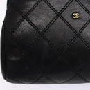 CHANEL Bicolore Pouch Lamb Skin Black Gold CC Auth yk18941-8