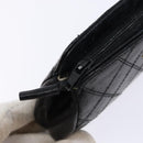 CHANEL Bicolore Pouch Lamb Skin Black Gold CC Auth yk18941-9