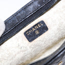 CHANEL Bicolore Pouch Lamb Skin Black Gold CC Auth yk18941-18