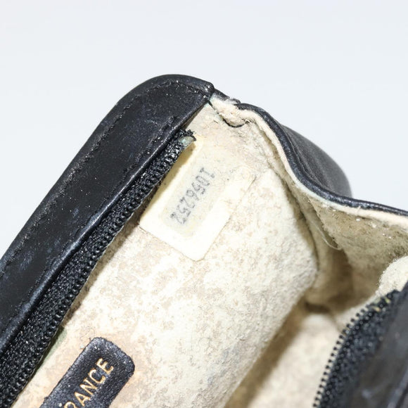CHANEL Bicolore Pouch Lamb Skin Black Gold CC Auth yk18941