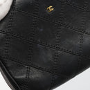 CHANEL Bicolore Pouch Lamb Skin Black Gold CC Auth yk18941-12