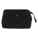 CHANEL Bicolore Pouch Lamb Skin Black Gold CC Auth yk18941-13