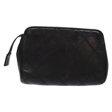CHANEL Bicolore Pouch Lamb Skin Black Gold CC Auth yk18941 - 0
