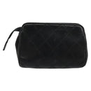 CHANEL Bicolore Pouch Lamb Skin Black Gold CC Auth yk18941-2