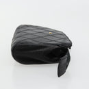 CHANEL Bicolore Pouch Lamb Skin Black Gold CC Auth yk18941-3
