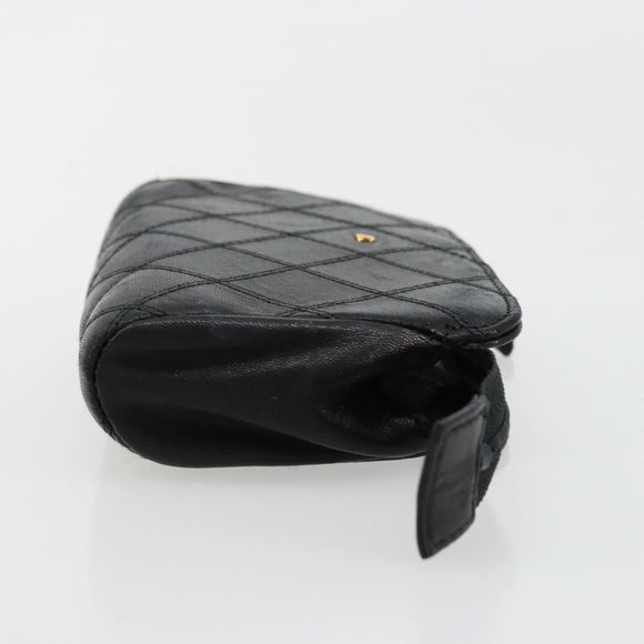 CHANEL Bicolore Pouch Lamb Skin Black Gold CC Auth yk18941