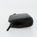 CHANEL Bicolore Pouch Lamb Skin Black Gold CC Auth yk18941-4
