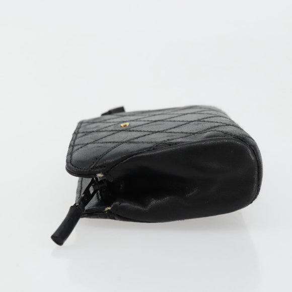 CHANEL Bicolore Pouch Lamb Skin Black Gold CC Auth yk18941