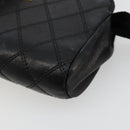 CHANEL Bicolore Pouch Lamb Skin Black Gold CC Auth yk18941-7