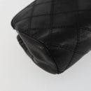 CHANEL Bicolore Pouch Lamb Skin Black Gold CC Auth yk18941-14