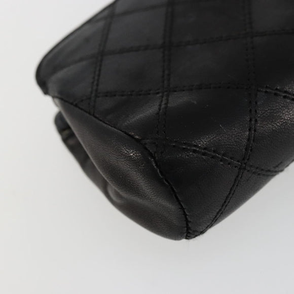 CHANEL Bicolore Pouch Lamb Skin Black Gold CC Auth yk18941