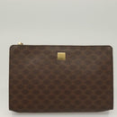 CELINE Macadam Canvas Pouch Clutch Bag 2Set Brown Auth yk18950-11