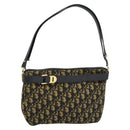 Christian Dior Trotter Canvas Shoulder Bag Navy Gold Auth yk18954-1