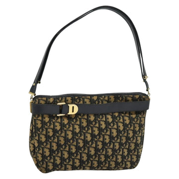 Christian Dior Trotter Canvas Shoulder Bag Navy Gold Auth yk18954