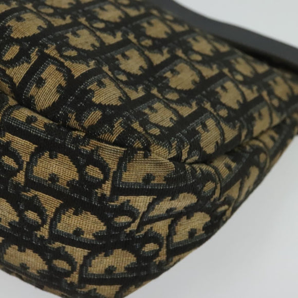 Christian Dior Trotter Canvas Shoulder Bag Navy Gold Auth yk18954