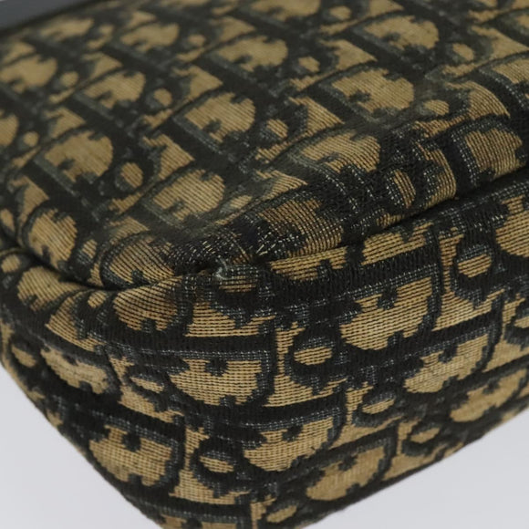 Christian Dior Trotter Canvas Shoulder Bag Navy Gold Auth yk18954