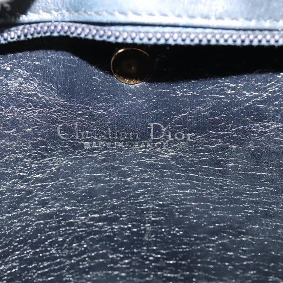 Christian Dior Trotter Canvas Shoulder Bag Navy Gold Auth yk18954