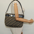 Christian Dior Trotter Canvas Shoulder Bag Navy Gold Auth yk18954-19