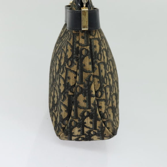 Christian Dior Trotter Canvas Shoulder Bag Navy Gold Auth yk18954