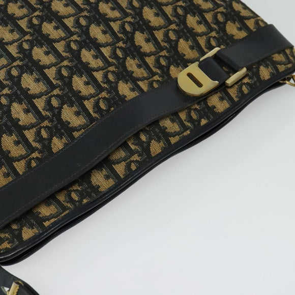 Christian Dior Trotter Canvas Shoulder Bag Navy Gold Auth yk18954