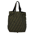 FENDI Zucca Canvas Tote Bag Black Brown Auth yk18964-2