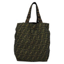 FENDI Zucca Canvas Tote Bag Black Brown Auth yk18964-3