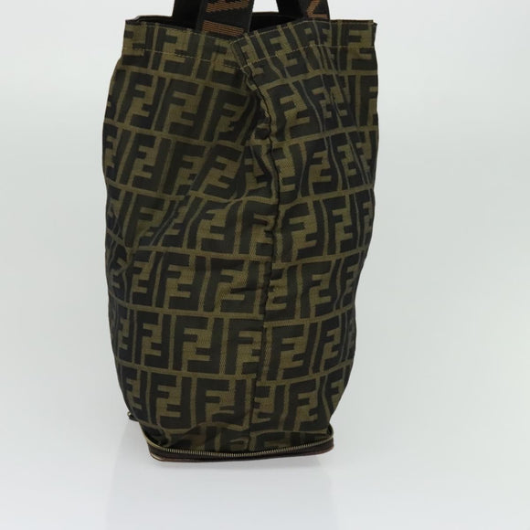 FENDI Zucca Canvas Tote Bag Black Brown Auth yk18964